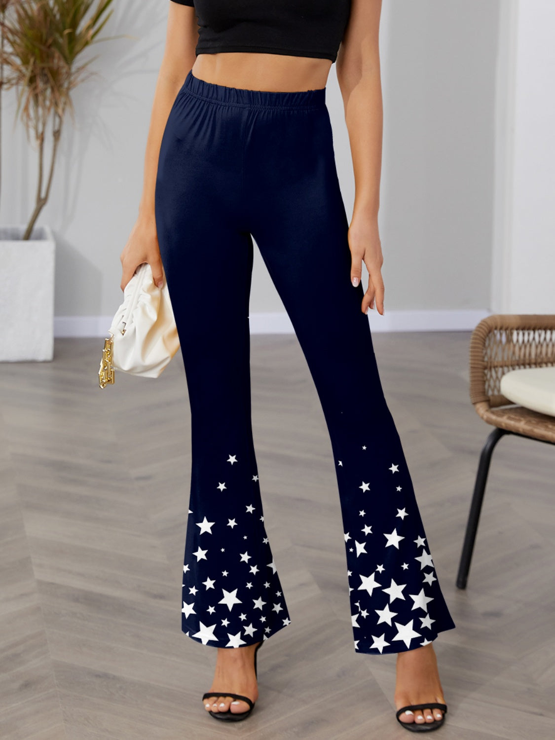 Star Elastic Waist Bootcut Pants - In Style Chics Boutique LLC