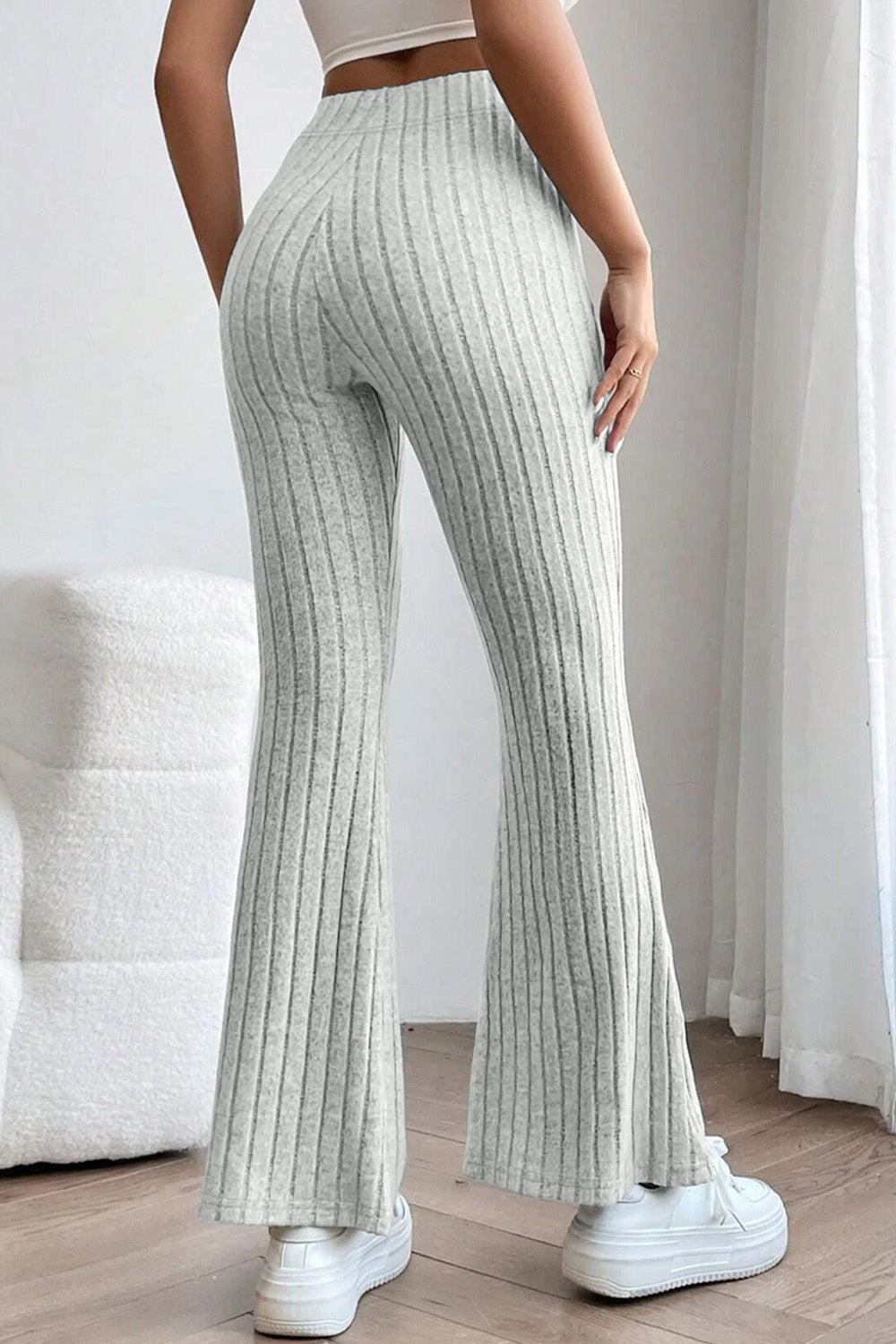 Basic Bae Full Size Ribbed High Waist Flare Pants - In Style Chics Boutique LLC