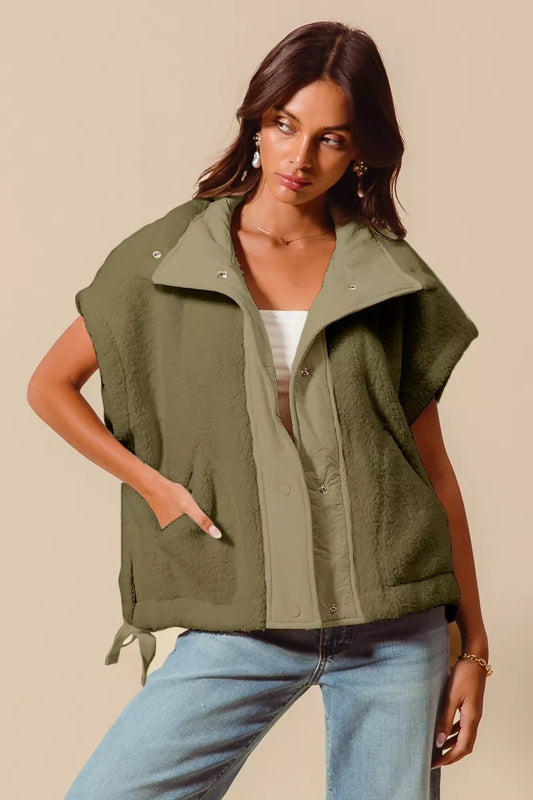 Shop Over Sized Soft Sherpa Fur Sleeveless Vest Jacket at In Style Chics Boutique 