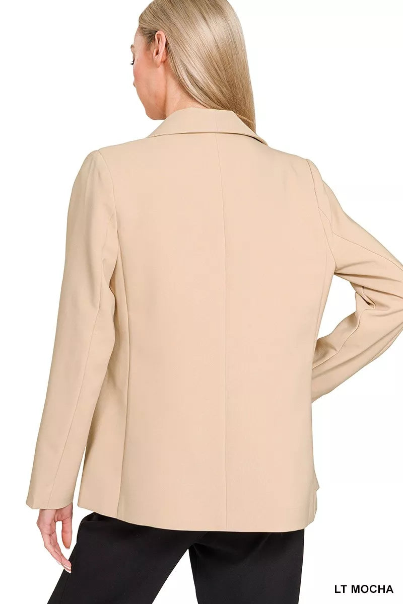 Woven Long Sleeve Blazer With Lining at In Style Chics Boutique 