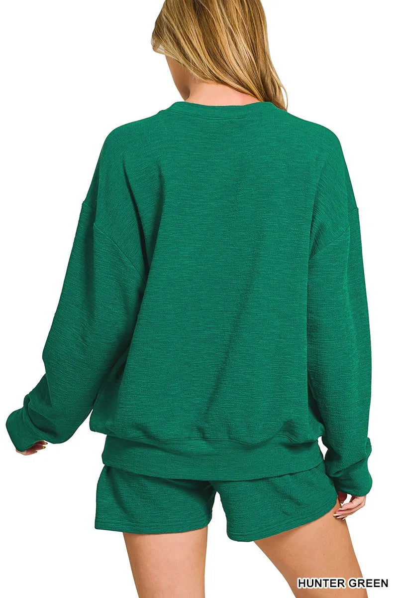 Slub Long Sleeve Top and Shorts Set at In Style Chics Boutique Fall Fashion Everyday Basics 