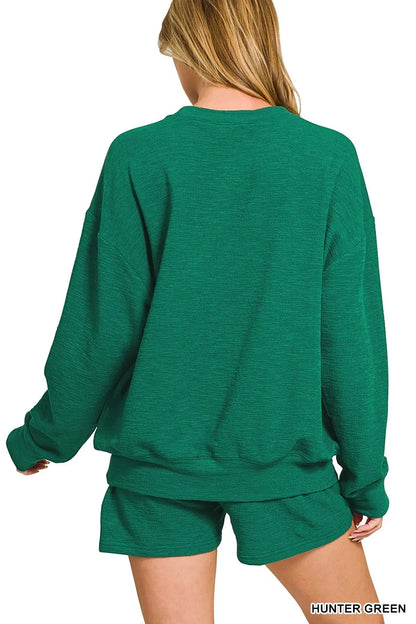 Slub Long Sleeve Top and Shorts Set at In Style Chics Boutique Fall Fashion Everyday Basics 