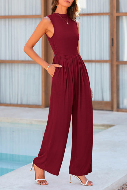 Mock Neck Sleeveless Wide Leg Jumpsuit - More Colors! - In Style Chics Boutique LLC