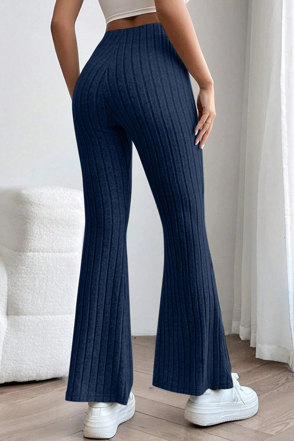 Basic Bae Full Size Ribbed High Waist Flare Pants - In Style Chics Boutique LLC