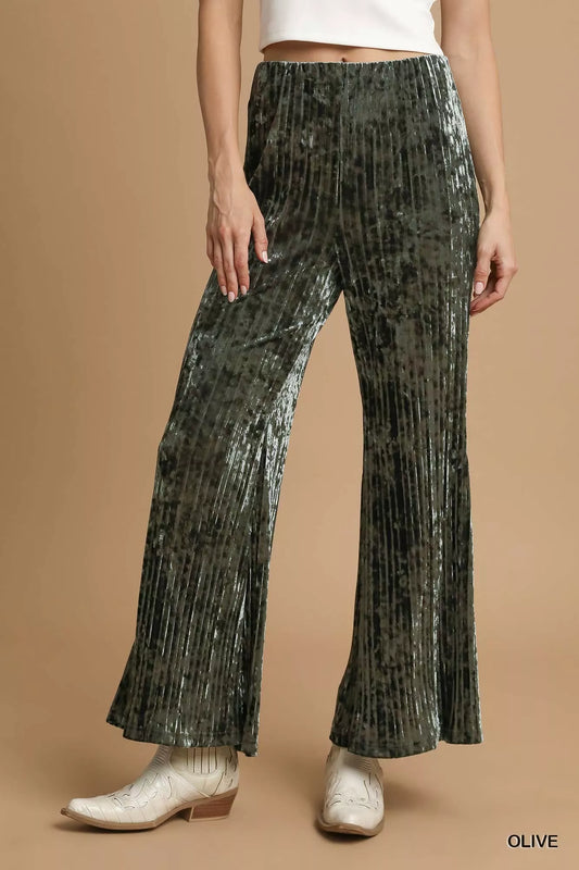 Velvet Pleated Wide Leg Pants at In Style Chics Boutique 
