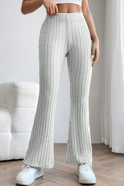 Basic Bae Full Size Ribbed High Waist Flare Pants - In Style Chics Boutique LLC