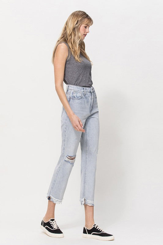 Super High Relaxed Cuffed Straight Jeans for Women - In Style Chics Boutique LLC