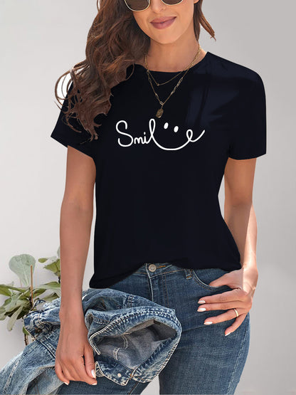 SMILE Round Neck Short Sleeve T-Shirt - More Colors! - In Style Chics Boutique LLC