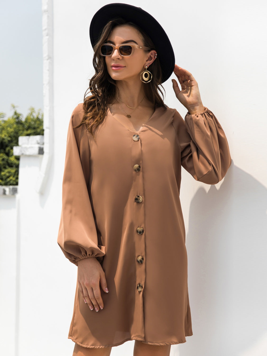 V-Neck Long Sleeve Mini Dress - In Style Chics Boutique LLC