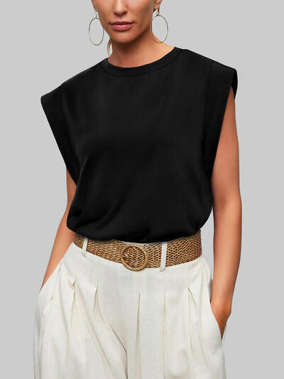 Cap Sleeve T-Shirt, Round Neck  - In Style Chics Boutique 