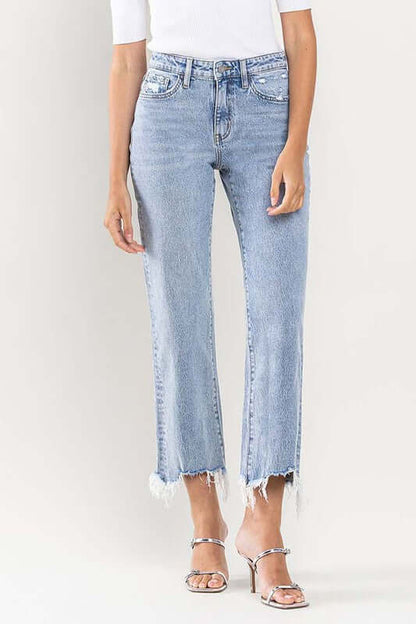 High Rise Distressed Hem Crop Dad Jeans - In Style Chics Boutique LLC