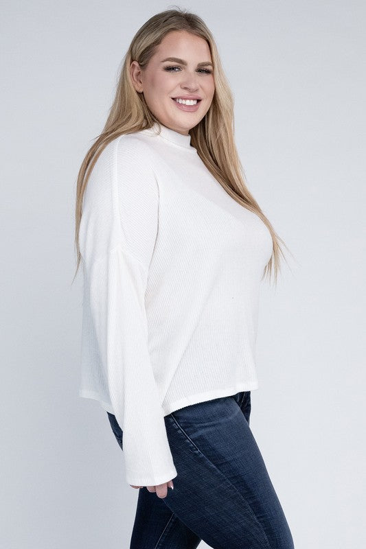 Plus Drop Shoulder Long Sleeve Top - In Style Chics Boutique LLC