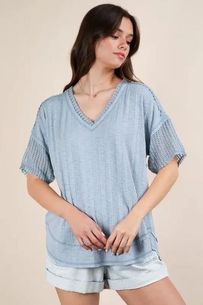 Oversized Contrast Knit Comfy Casual Top - In Style Chics Boutique Women's Juniors Apparel Online In Style Fashion 