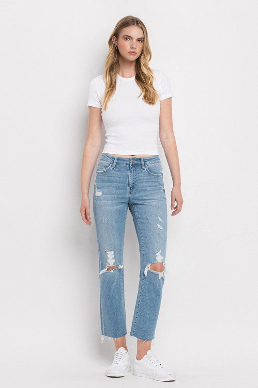 High Rise Distressed Cropped Straight Jeans - In Style Chics Boutique LLC