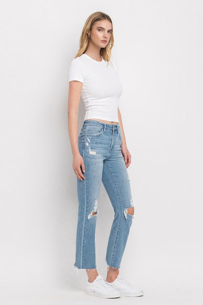 High Rise Distressed Cropped Straight Jeans - In Style Chics Boutique LLC