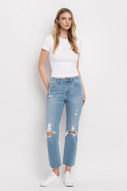 High Rise Distressed Cropped Straight Jeans - In Style Chics Boutique LLC