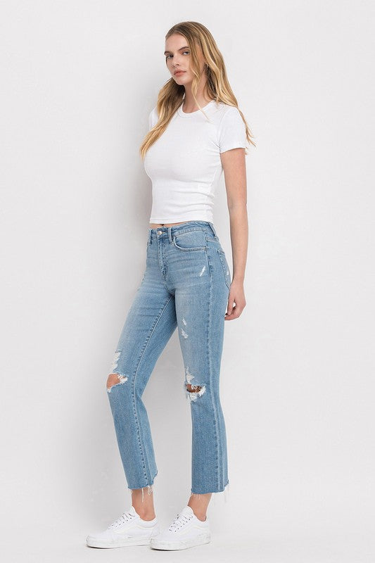 High Rise Distressed Cropped Straight Jeans - In Style Chics Boutique LLC