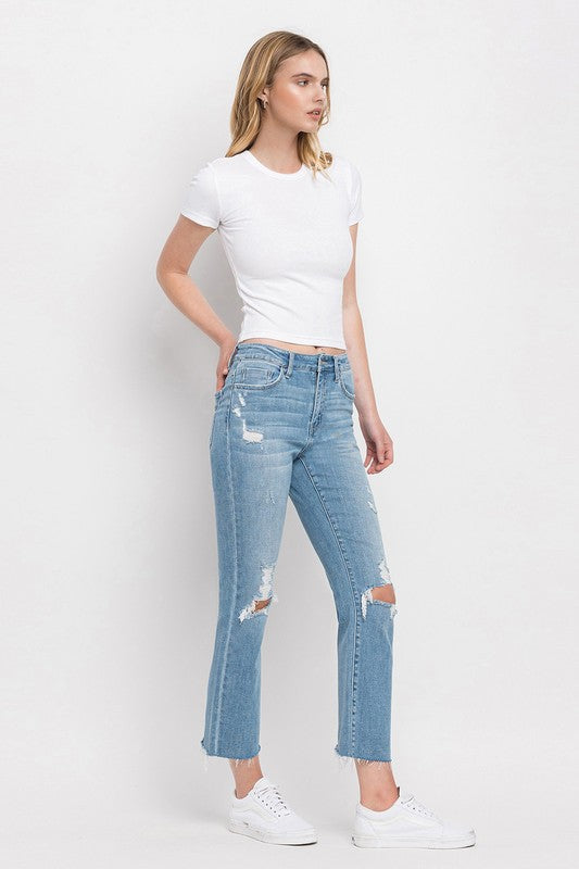 High Rise Distressed Cropped Straight Jeans - In Style Chics Boutique LLC