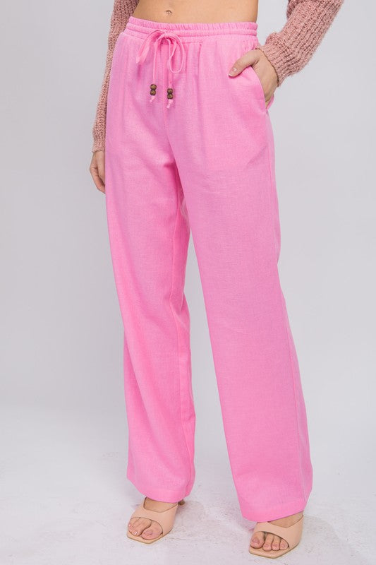 Linen Drawstring Waist Long Pants with Pockets - More Colors! - In Style Chics Boutique LLC