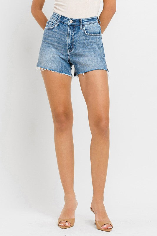 High Rise Side Slit A Line Jean Shorts - In Style Chics Boutique LLC