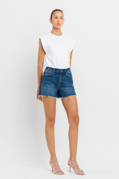 High Rise Slit Raw Hem A-Line Jean Shorts - In Style Chics Boutique LLC