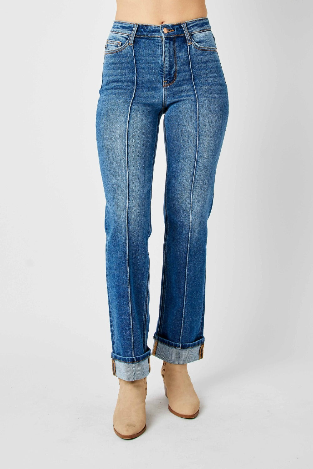 Judy Blue Full Size High Waist Front Seam Detail Straight Jeans - In Style Chics Boutique LLC