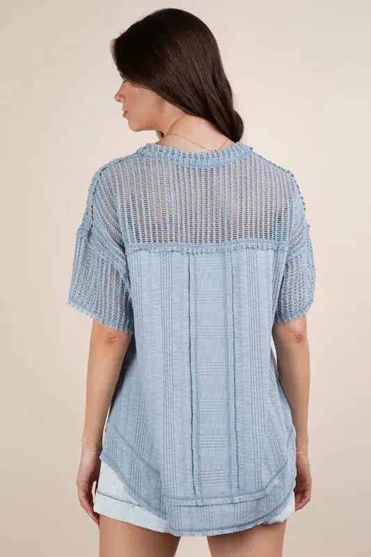 Oversized Contrast Knit Comfy Casual Top - In Style Chics Boutique Women's Juniors Apparel Online In Style Fashion 