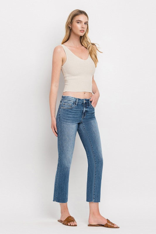 Mid Rise Crop Slim Straight Jeans - In Style Chics Boutique LLC