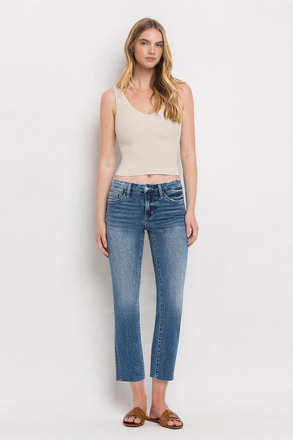 Mid Rise Crop Slim Straight Jeans - In Style Chics Boutique LLC