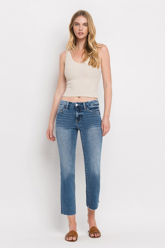 Mid Rise Crop Slim Straight Jeans - In Style Chics Boutique LLC