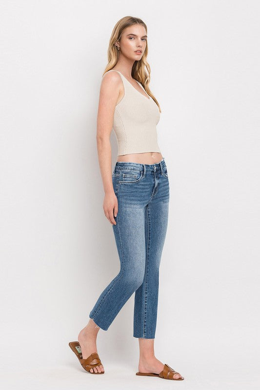 Mid Rise Crop Slim Straight Jeans - In Style Chics Boutique LLC