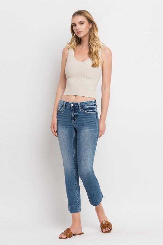 Mid Rise Crop Slim Straight Jeans - In Style Chics Boutique LLC