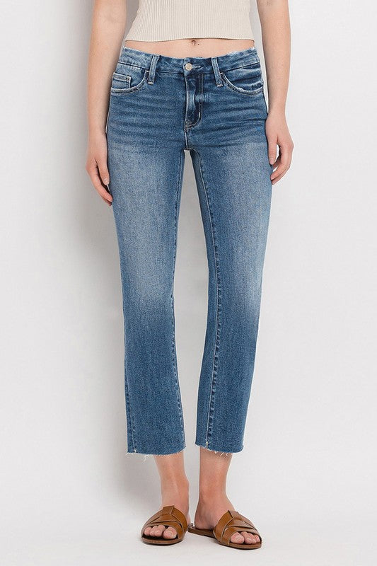 Mid Rise Crop Slim Straight Jeans - In Style Chics Boutique LLC