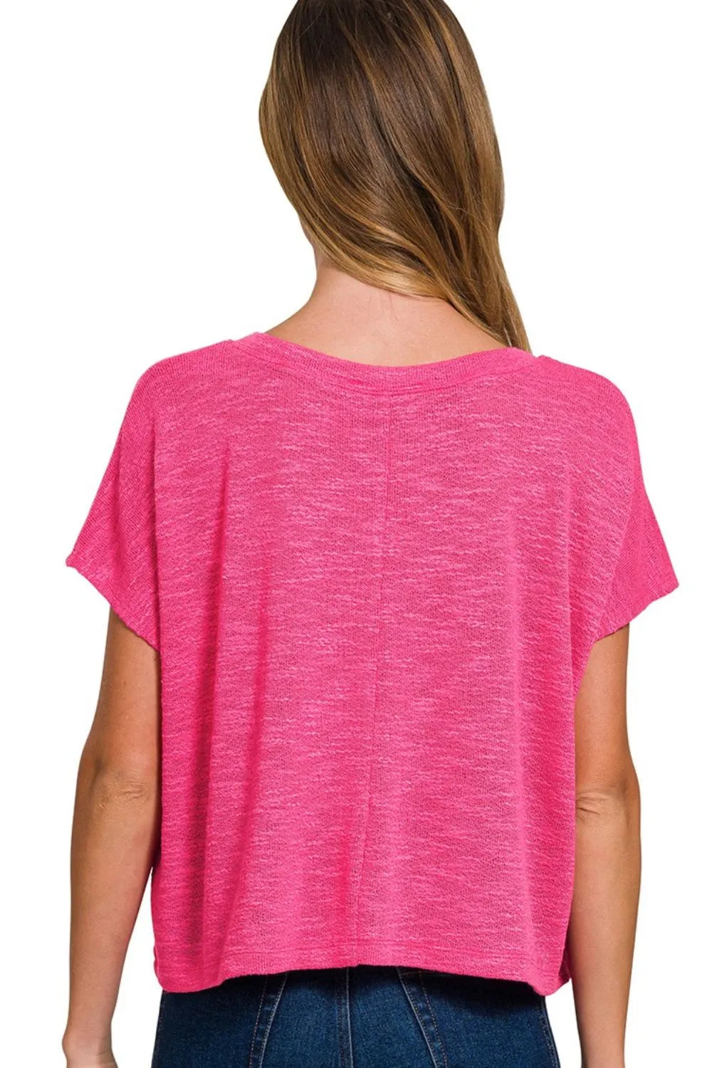 Crop Top, Hacci Slub V-neck Drop Shoulder - In Style Chics Boutique Cute Clothes Online 