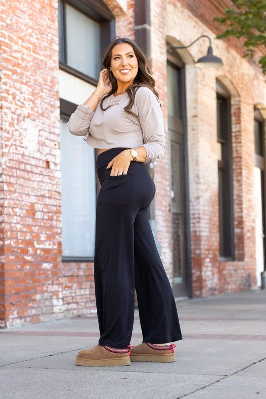 The Serena - Black Luxe Loungers with Pockets - In Style Chics Boutique LLC