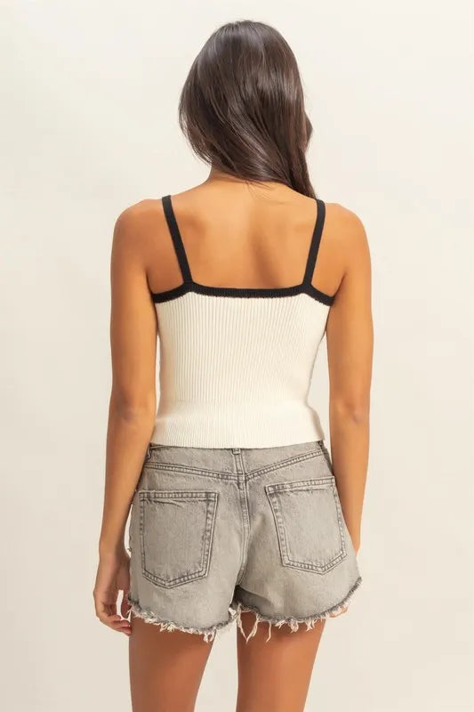 Square Neck Ribbed Knit Cami - Cute Summer Clothes - In Style Chics Boutique Women's Juniors Apparel Online 