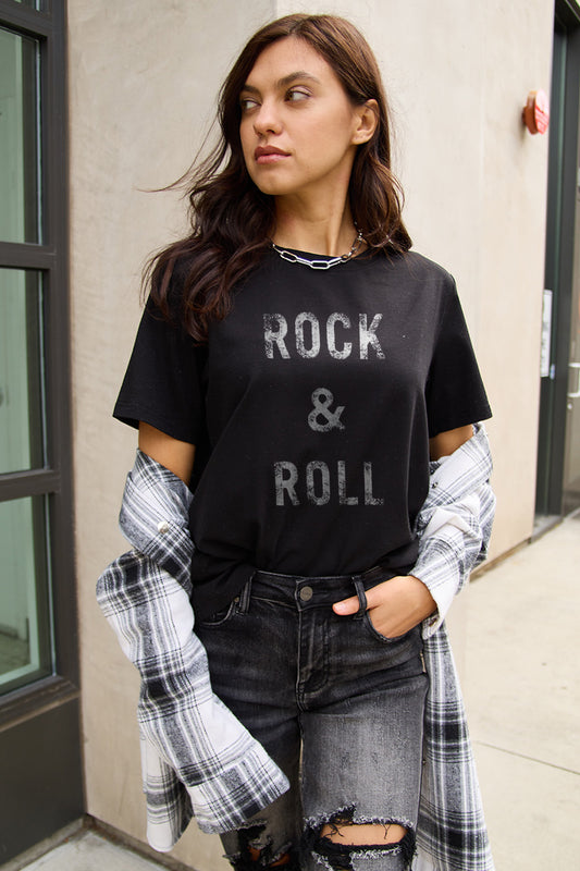 Simply Love Full Size ROCK & ROLL Short Sleeve T-Shirt - In Style Chics Boutique LLC