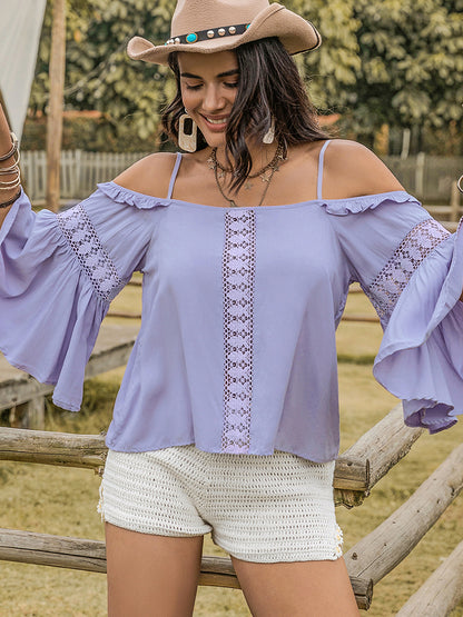 Square Neck Flare Sleeve Blouse - In Style Chics Boutique LLC