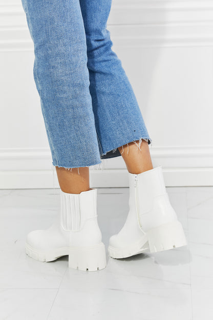 MMShoes What It Takes Lug Sole Chelsea Boots in White - In Style Chics Boutique LLC