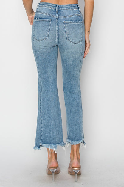 RISEN Full Size High Rise Frayed Hem Flare Jeans - In Style Chics Boutique LLC