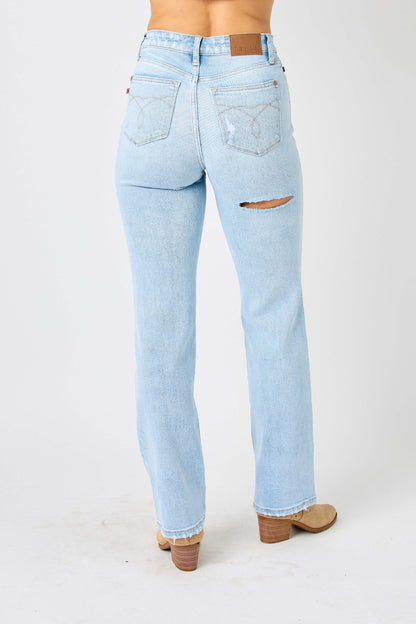 Judy Blue Full Size High Waist Distressed Straight Jeans - In Style Chics Boutique LLC