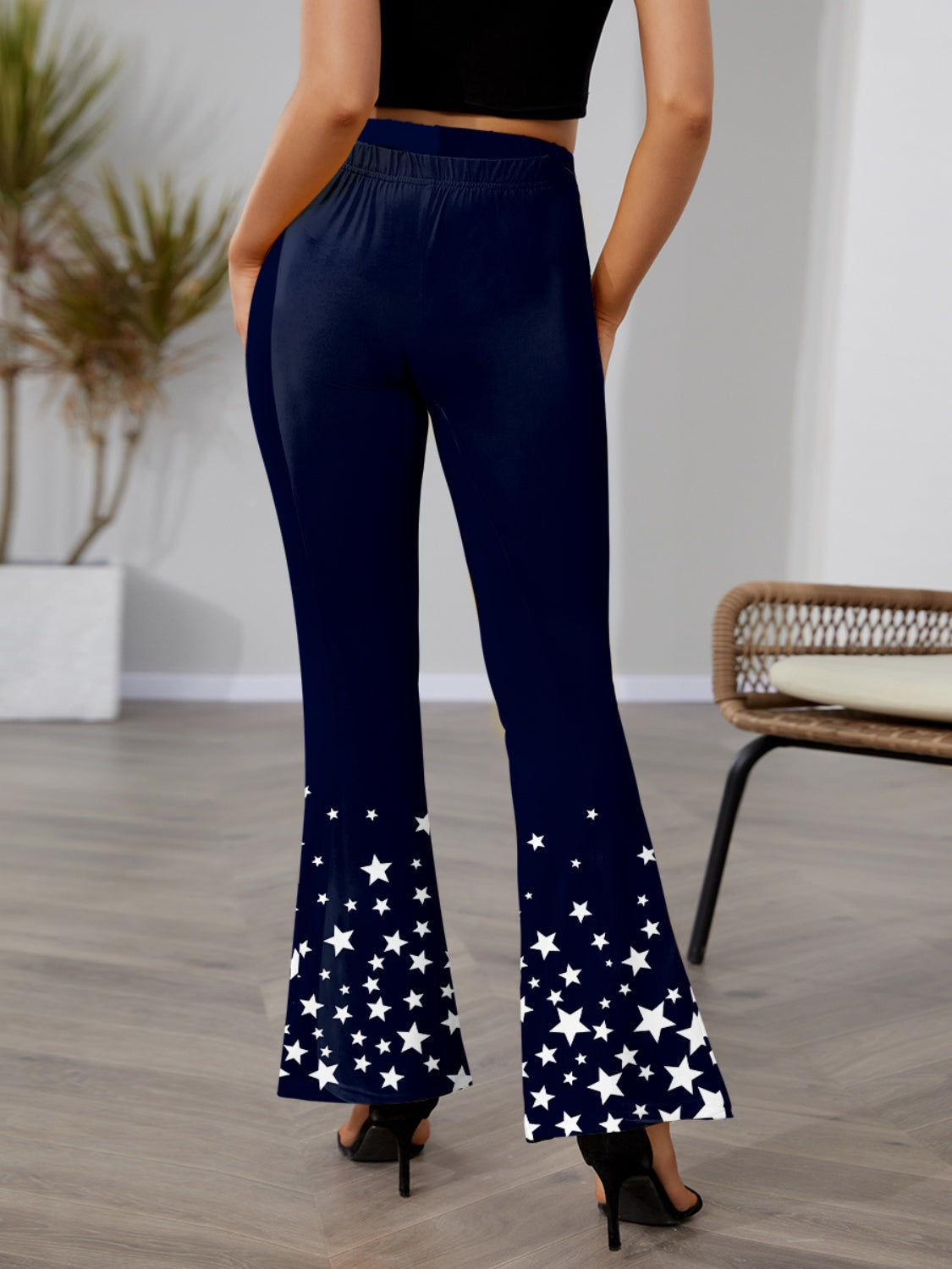 Star Elastic Waist Bootcut Pants - In Style Chics Boutique LLC