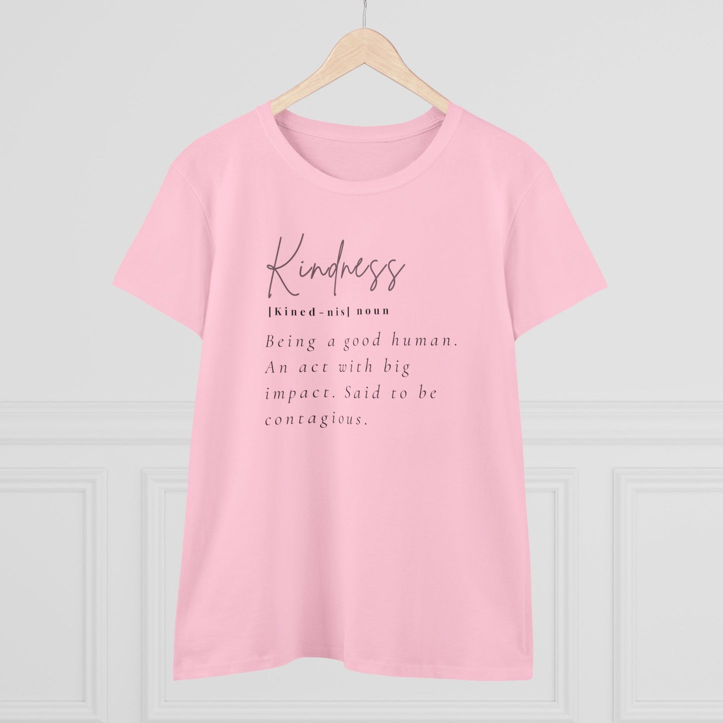 Women's Midweight Cotton "Kindness" Graphic Tee with Black Print - In Style Chics Boutique LLC