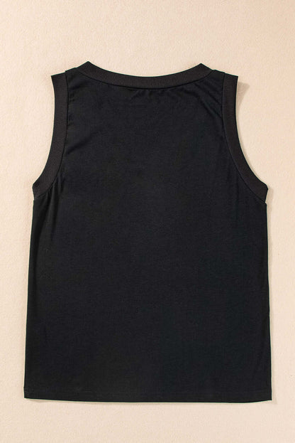 Black Contrast Trim V-Neck Loose Fit Tank Top - In Style Chics Boutique 