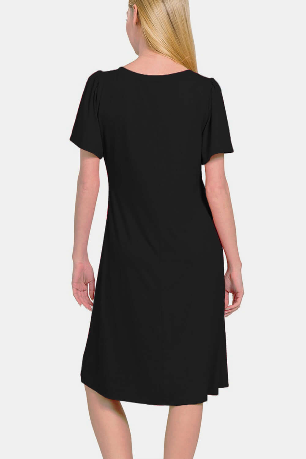 Black Dress - V-Neck Short Sleeve- In Style Chics Boutique Women's Juniors Apparel Online