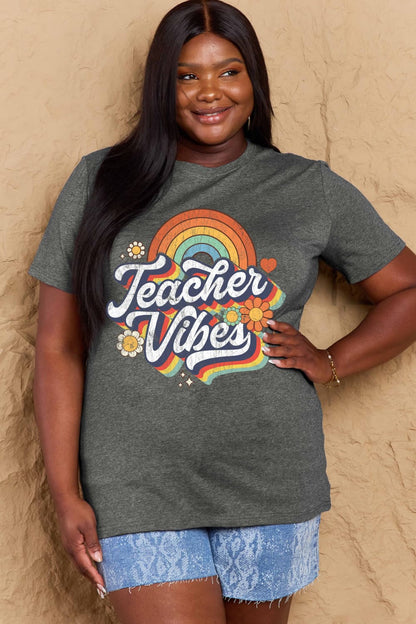 Simply Love Full Size TEACHER VIBES Graphic Cotton T-Shirt - In Style Chics Boutique LLC