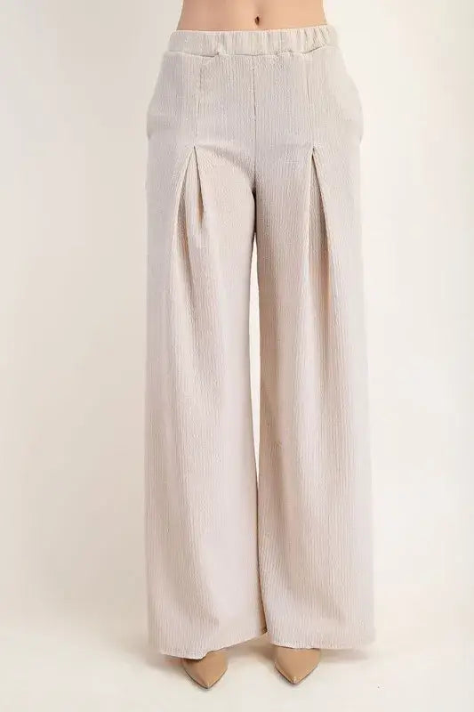 Textured Wide-Leg Women's Pants with Pockets - In Style Chics Boutique 