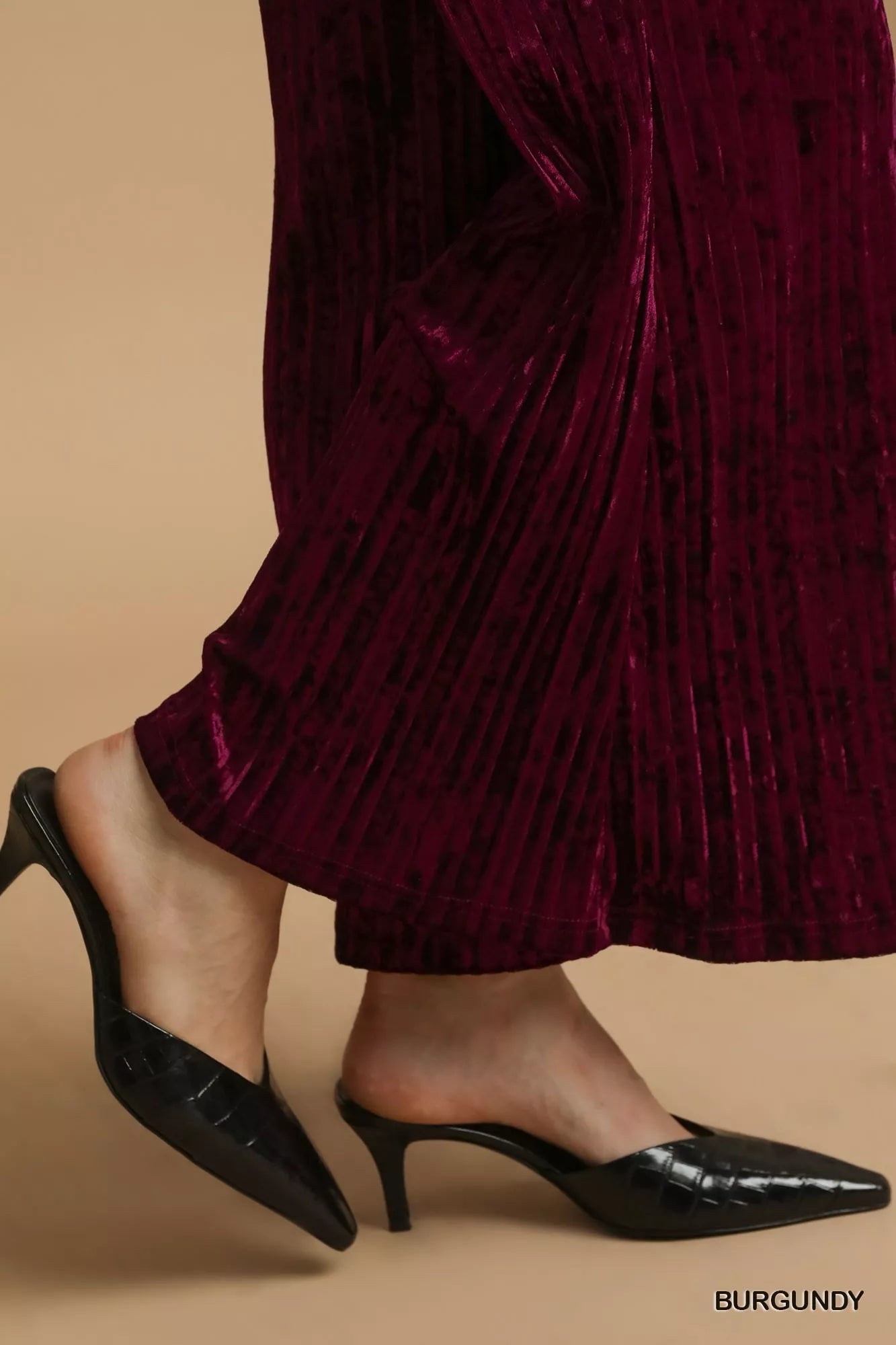 Velvet Wide Leg Flare Pants in Burgundy at In Style Chics Boutique Fall Fashion and Style 