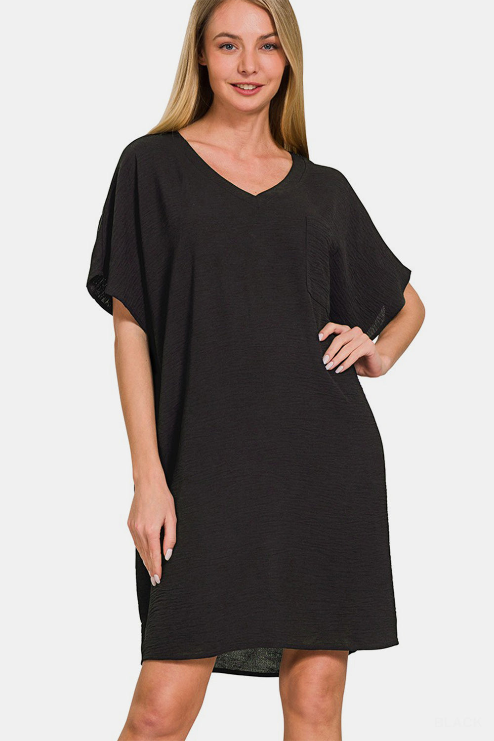 Zenana V-Neck Tee Dress with Pockets - In Style Chics Boutique LLC