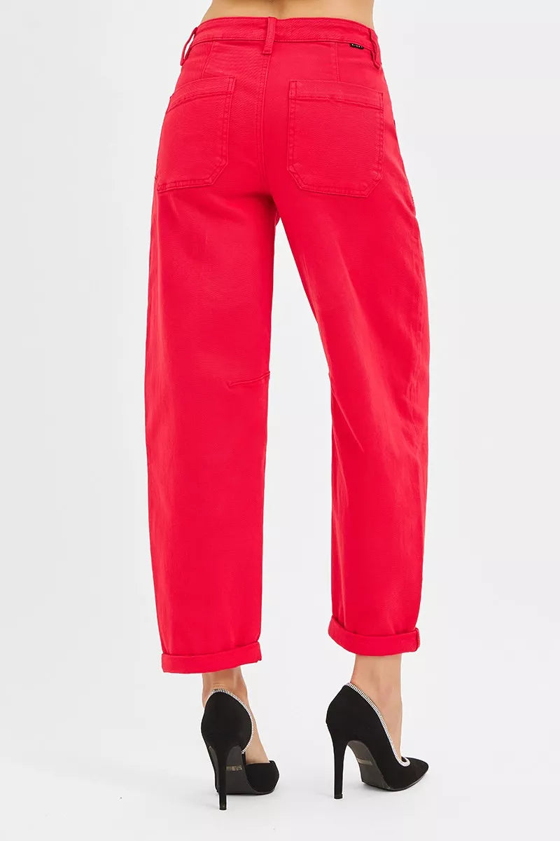 RISEN High Rise Ankle Cuffed Barrel Pants at In Style Chics Boutique 